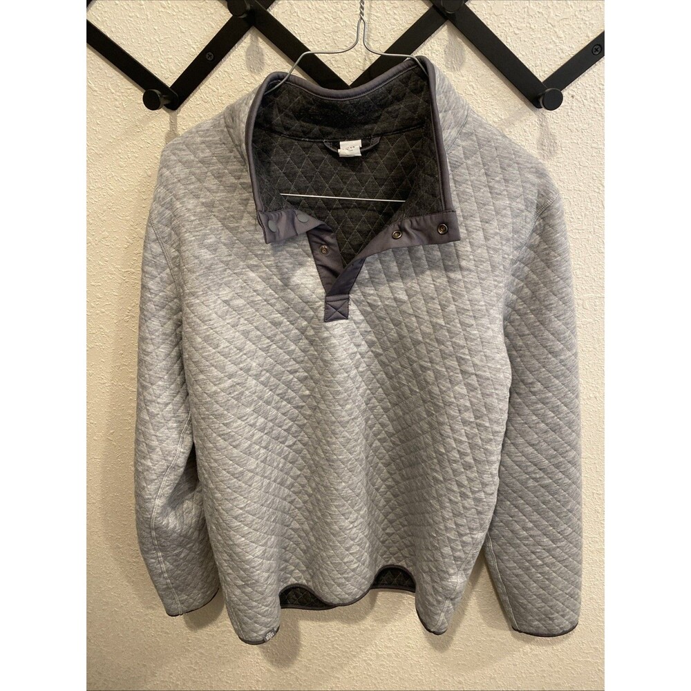 Marine Layer Quilted Quarter Snap Sweatshirt Pullover Gray Size Medium *read
